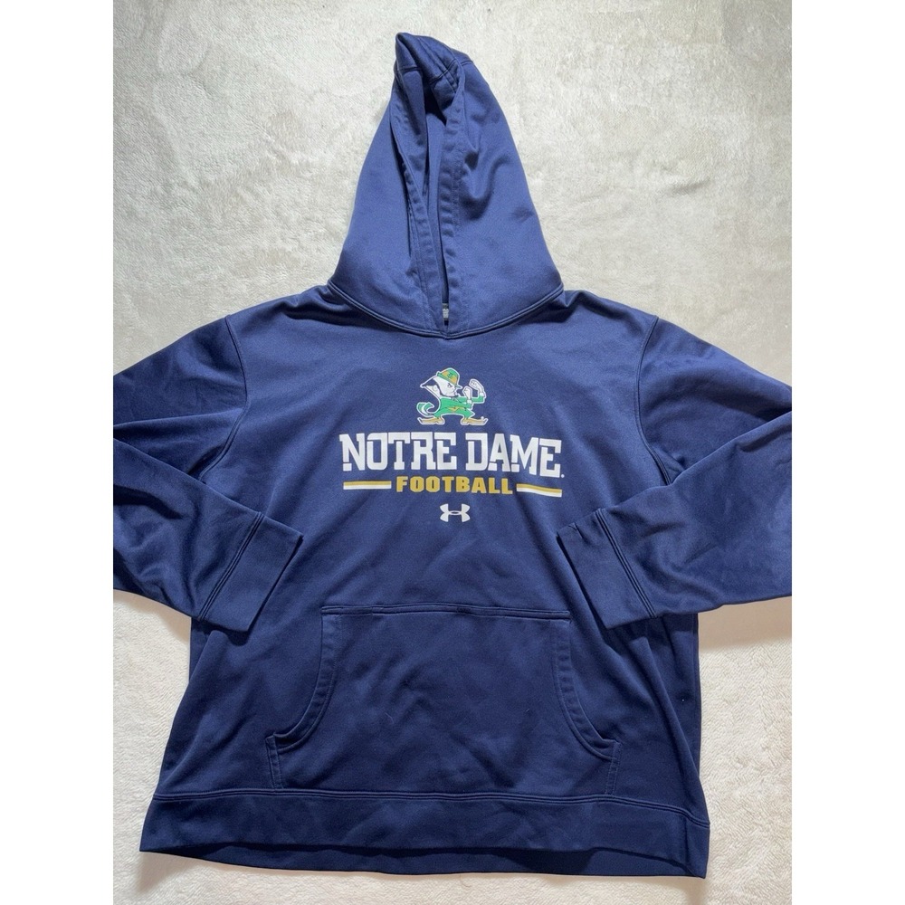 Notre Dame Football Youth XL Hoodie Sweatshirt ND Football Irish Under Armour - Picture 2 of 7